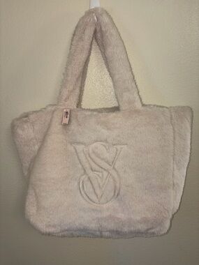 Victoria Secret Ivory Faux Fur Tote Bag